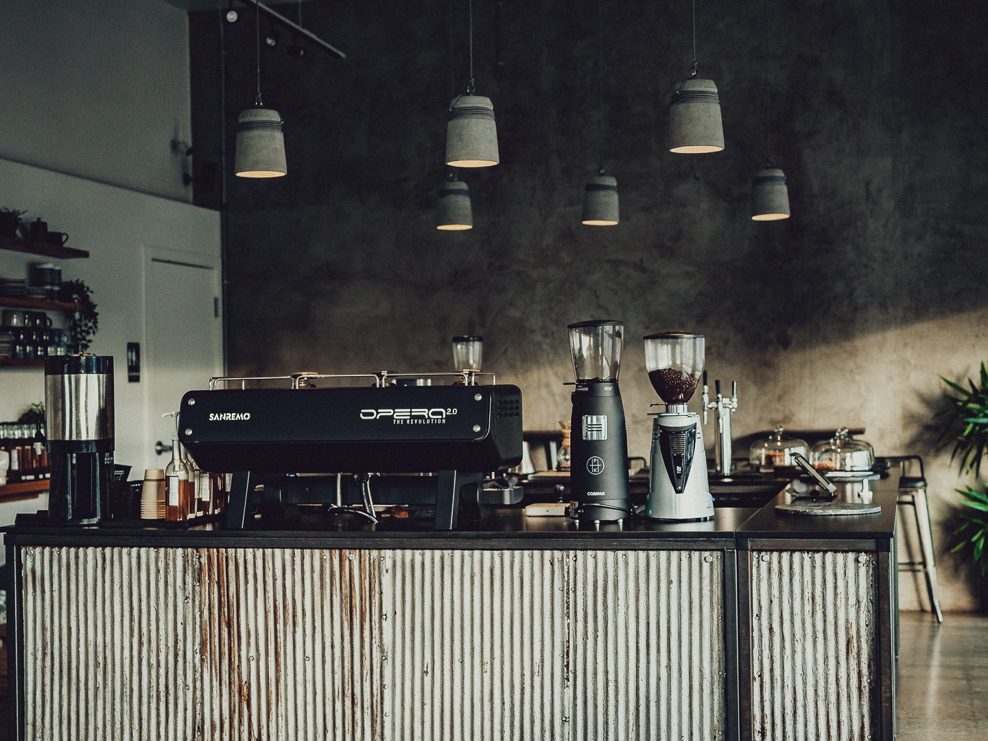 inside a single-origin coffee cafe with espresso machine