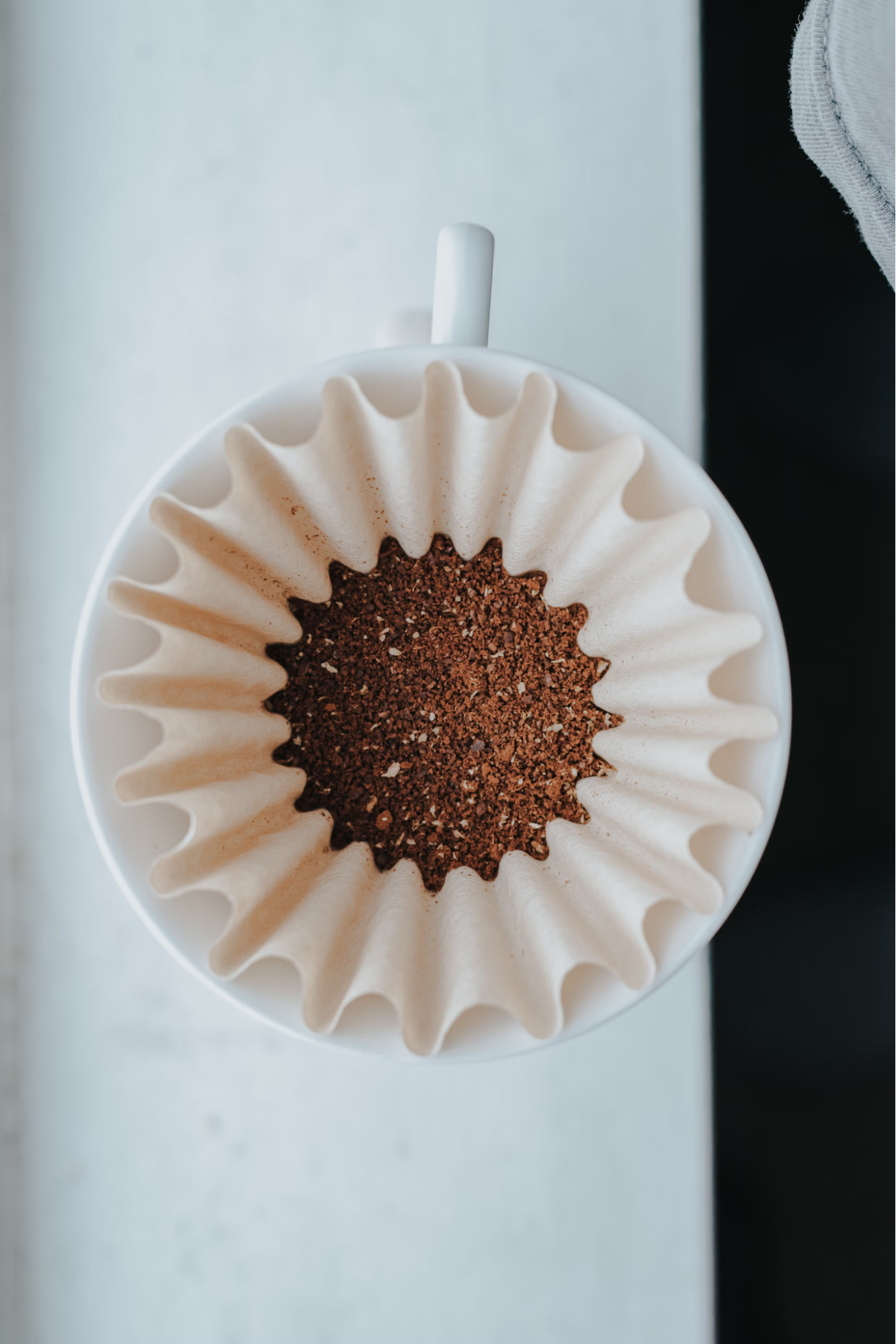 freshly ground coffee in a pour over