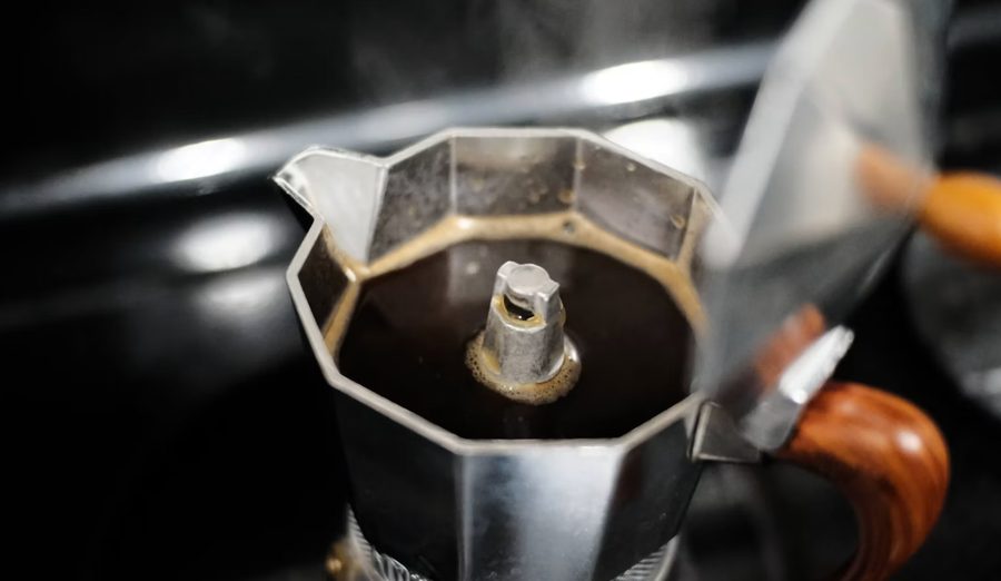 Moka pot on a stovetop
